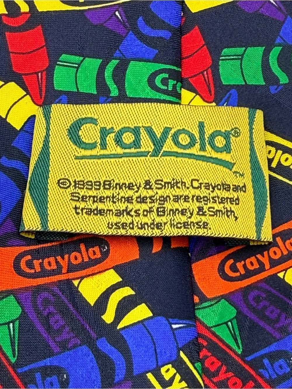 Vintage 90’s Crayola Crayon Novelty Necktie Black Colorful